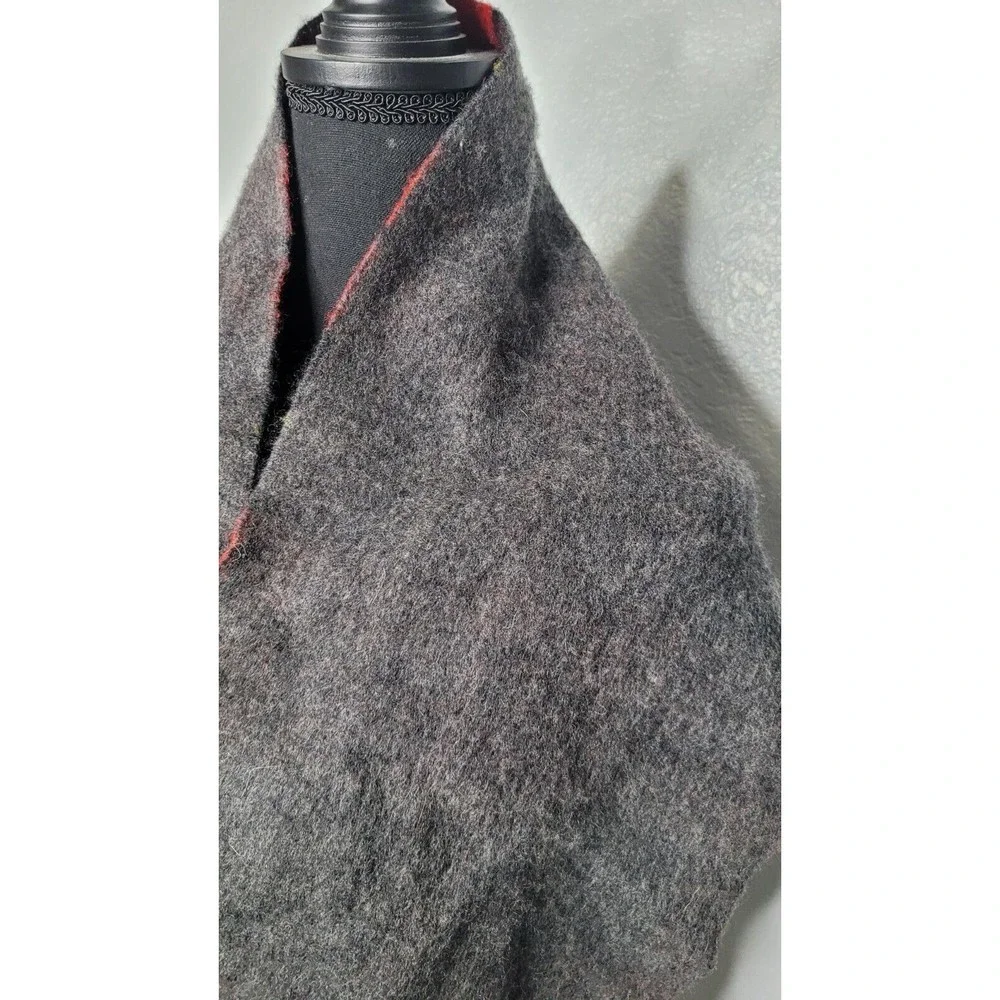 Allen Solly * Cashmere & Wool Blend Scarf Grey/Red/Black/Yellow Reversible 10x55